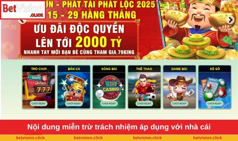 Nội dung miễn trừ trách nhiệm áp dụng với nhà cái