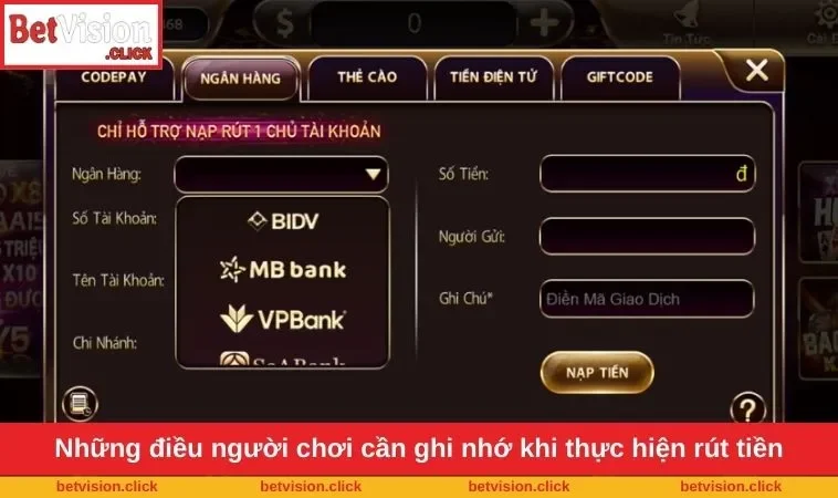 Những điều người chơi cần ghi nhớ khi thực hiện rút tiền
